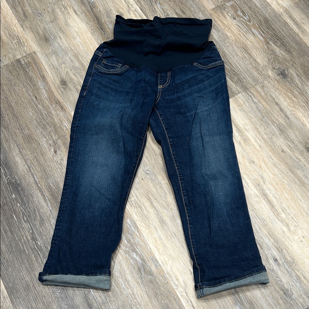 Indigo Blue Women's Maternity Cropped Capri Jeans